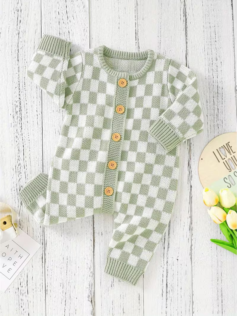 Soft Knit Checkered Romper