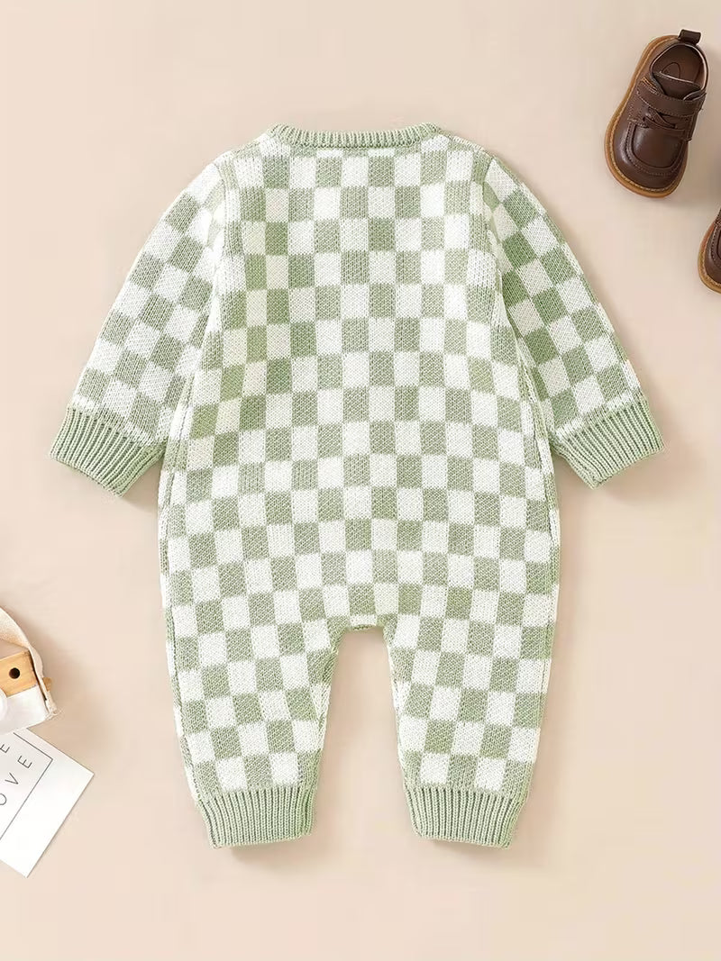 Soft Knit Checkered Romper