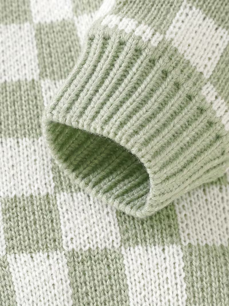 Soft Knit Checkered Romper