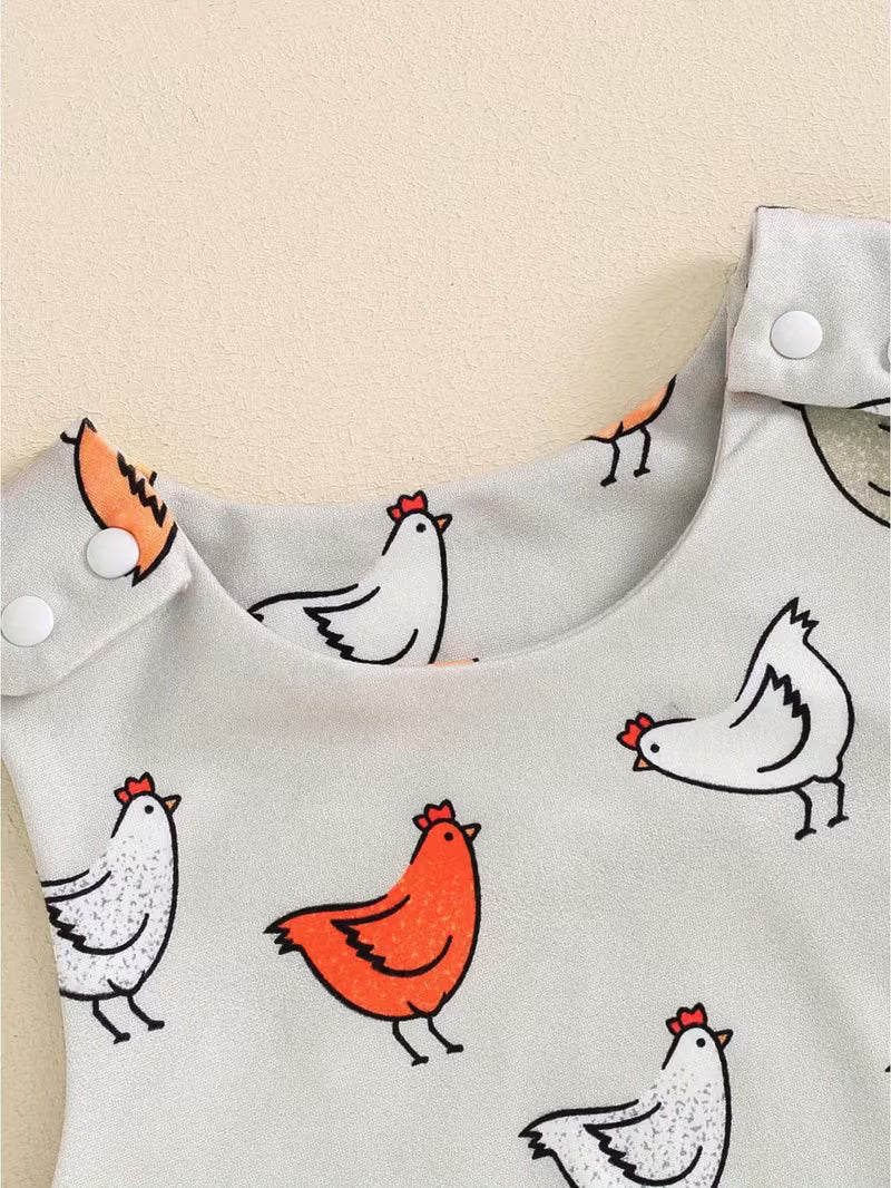 Cute Farm Chicken Sleeveless Romper