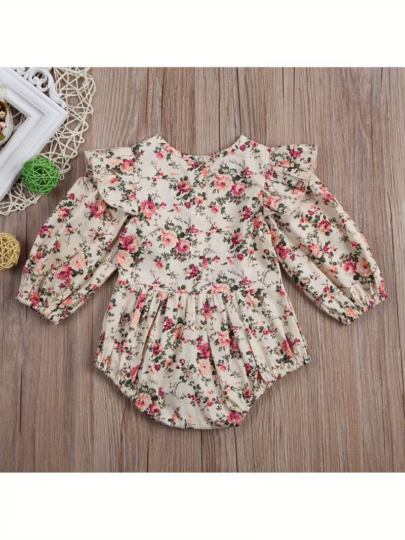 Floral Ruffled Long Sleeve Romper