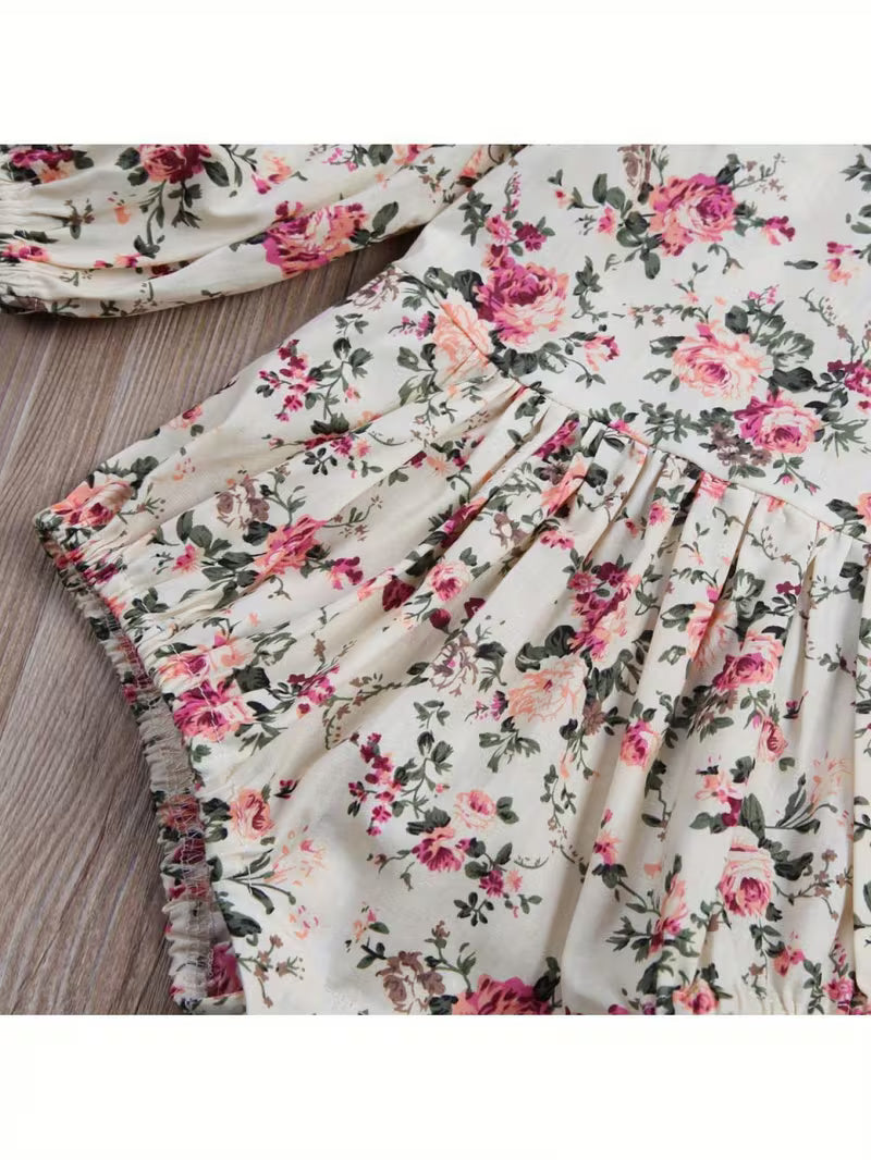 Floral Ruffled Long Sleeve Romper