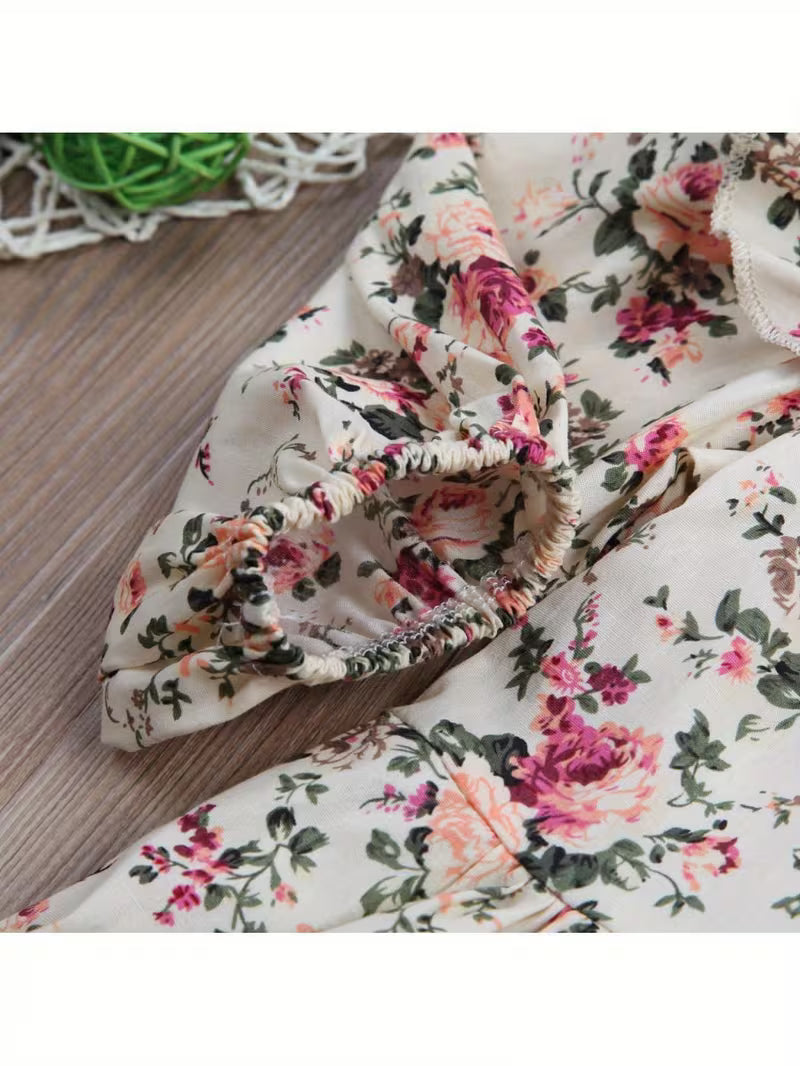 Floral Ruffled Long Sleeve Romper