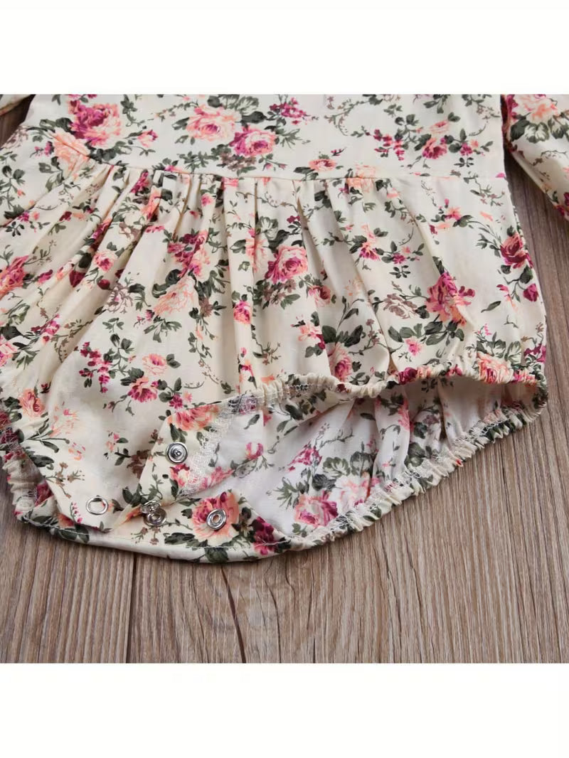 Floral Ruffled Long Sleeve Romper