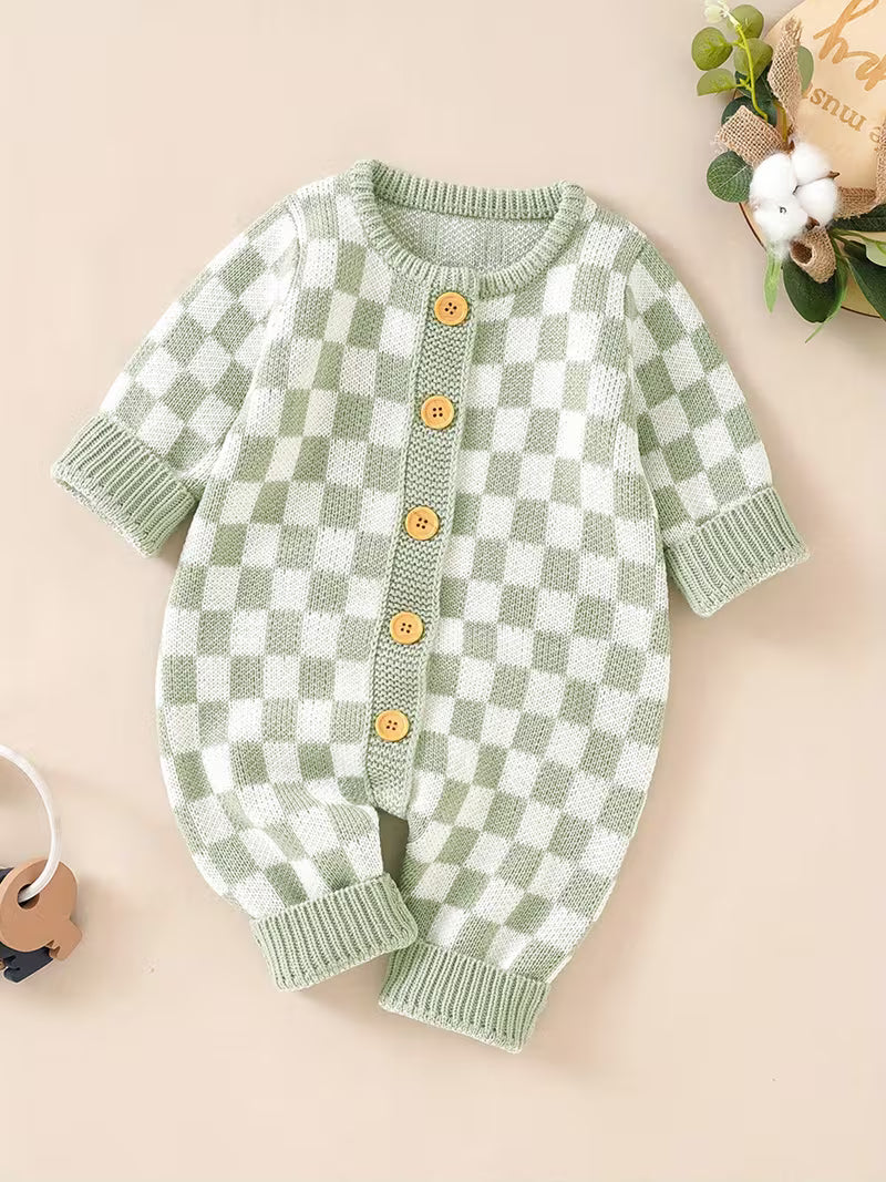 Soft Knit Checkered Romper