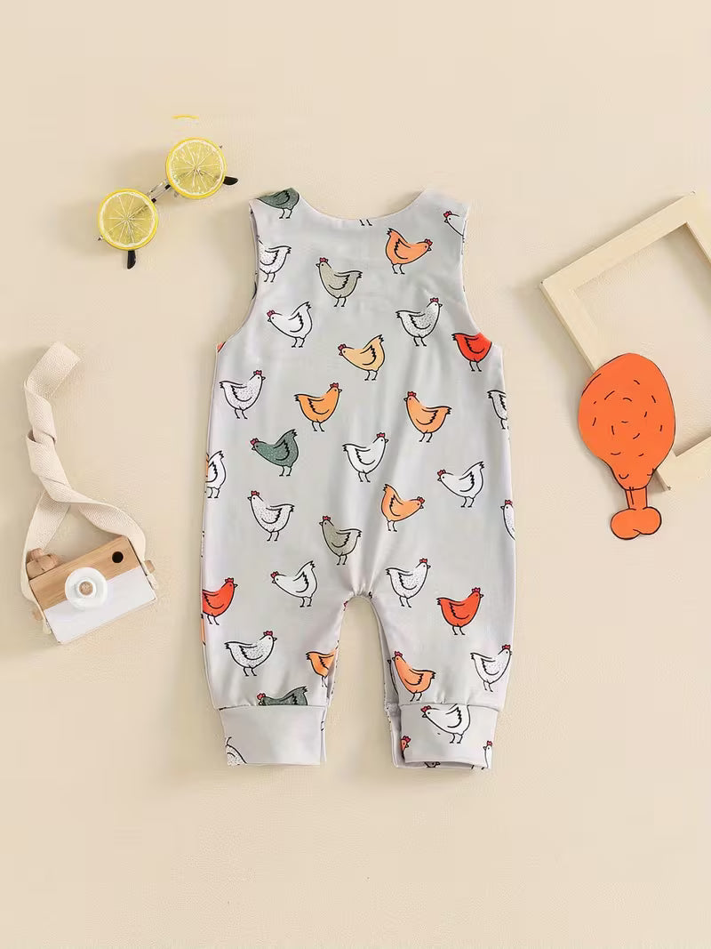Cute Farm Chicken Sleeveless Romper