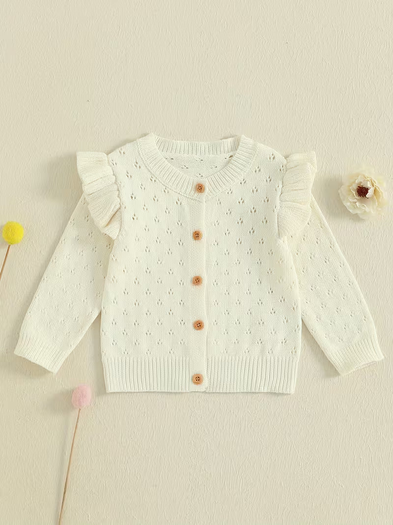 Soft and Cozy Knitted Cardigan with Ruffle Trim
