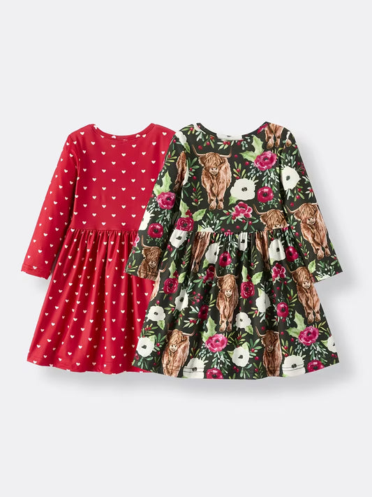 Charming 2 Pack Highland Cow Dress 2 Colors