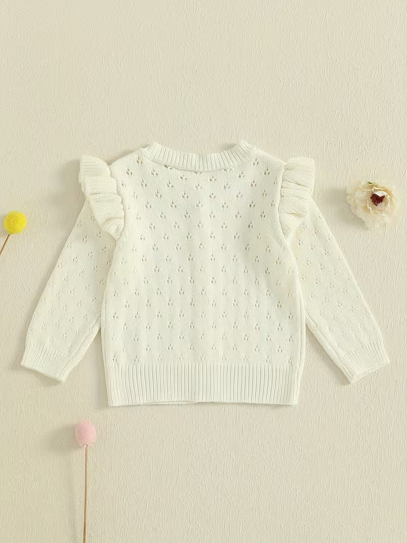 Soft and Cozy Knitted Cardigan with Ruffle Trim